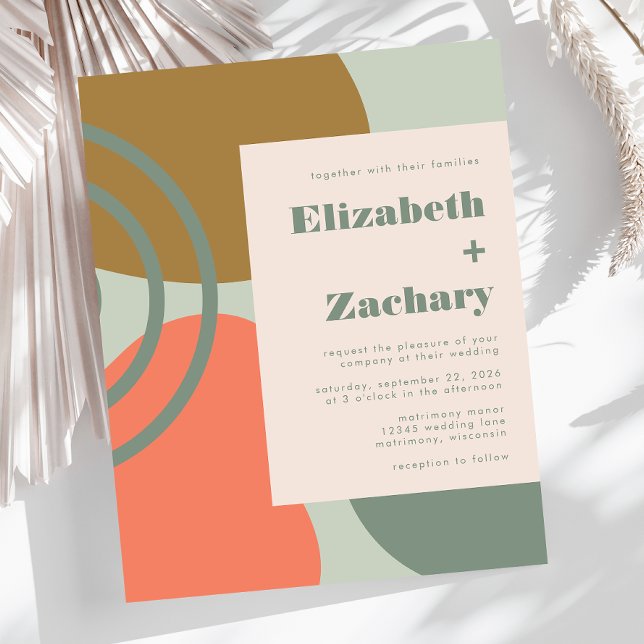 Convite para Casamento Verde de Abstrato de Orçame (Criador carregado)