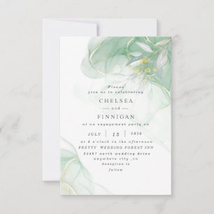 Convite para Casamento Verde de Aquarela Elegante