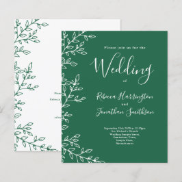 Convite para Casamento Verde de Folha Mínima de Or