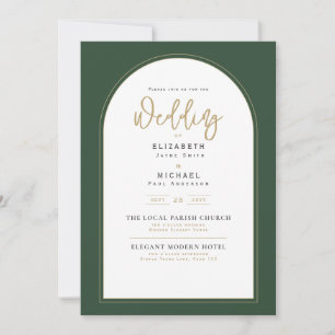 Convite para Casamento Verde de Juniper Moderno