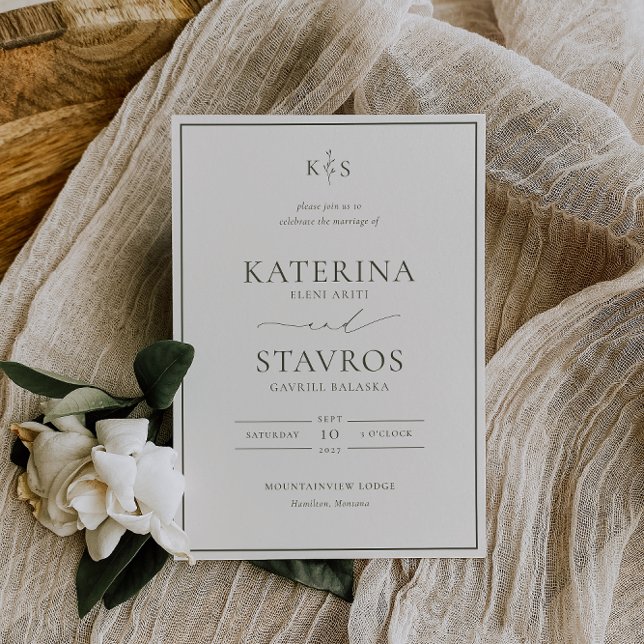 Convite para Casamento Verde de Oliva HARMONY (Criador carregado)