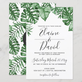 Convite para Casamento Verde de Palma Tropical