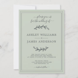 Convite para Casamento Verde de Pastel Elegante