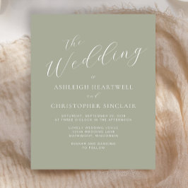 Convite para Casamento Verde de Sábio de Caligrafi