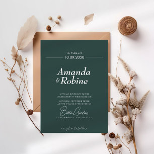 Convite para Casamento Verde de Sábio Mínimo Moder