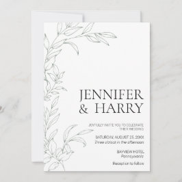 Convite para Casamento Verde de Sage Minimalista