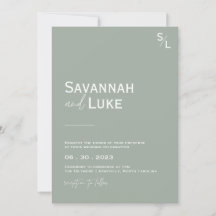 Convite para Casamento Verde de Sage Minimalista