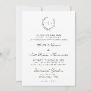 Convite para Casamento Verde de Sage Tradicional