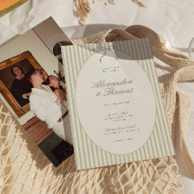 Convite para Casamento Verde de Stripe Imísica