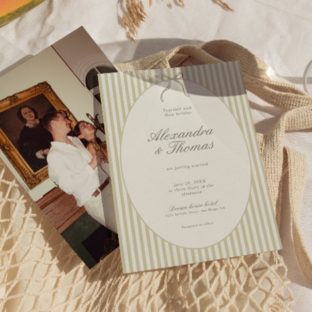 Convite para Casamento Verde de Stripe Imísica (Criador carregado)