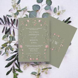 Convite para Casamento Verde do Jardim Francês