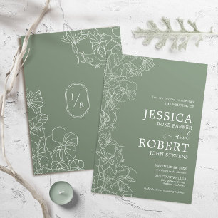 Convite para Casamento Verde do Sábio Botânico Mod