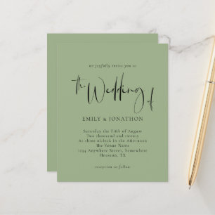 Convite para Casamento Verde do Script de Orçament