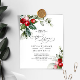 Convite para Casamento Verde e Berry de Natal no O