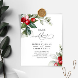 Convite para Casamento Verde e Berry de Natal no O