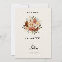 Convite para Casamento Verde e Castanho Moderno