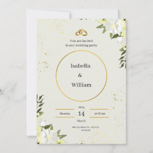 Convite para Casamento Verde e Creme