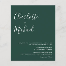 Convite para Casamento Verde Emerald, Minimalista 