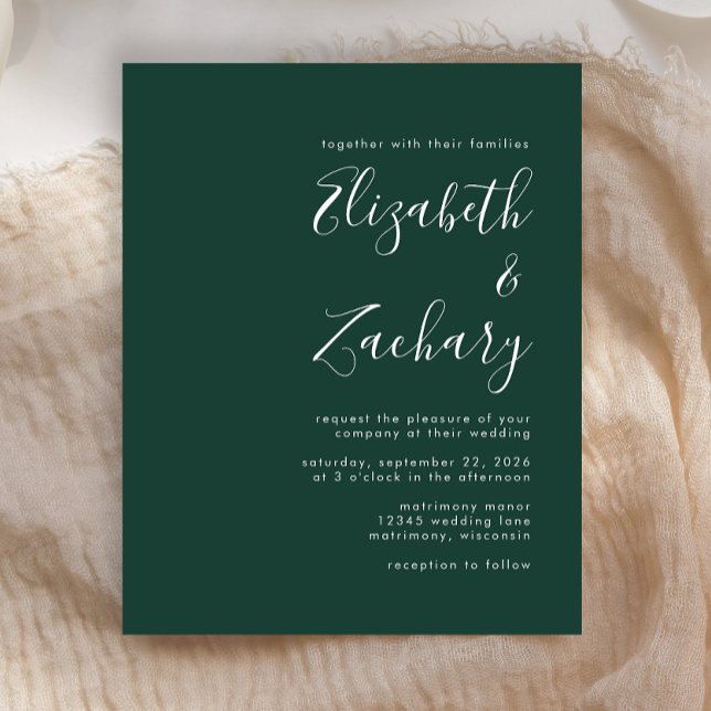 Convite para Casamento Verde Emerald no Script de  (Criador carregado)