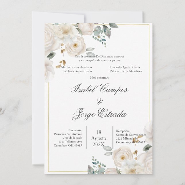 Convite para Casamento Verde Espanhol (Frente)