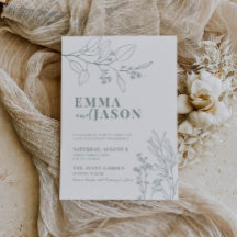 Convite para Casamento Verde Floral Sage