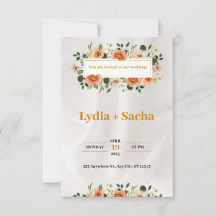 Convite para Casamento Verde Laranja Natural e Bra