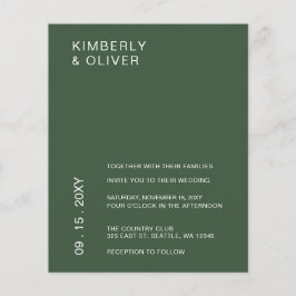 Convite para Casamento Verde Minimalista de Orçame