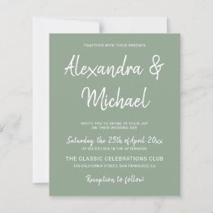 Convite para casamento verde-oliva moderno