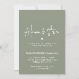 Convite para casamento verde sábio, elegante verde