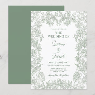 Convite para Casamento Verde Sage