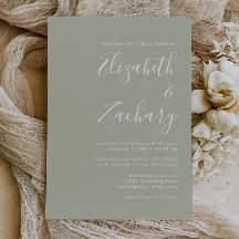 Convite para Casamento Verde Sage de Script Modern