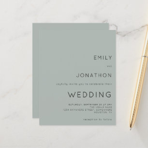 Convite para Casamento Verde Sage de Silvery Orça