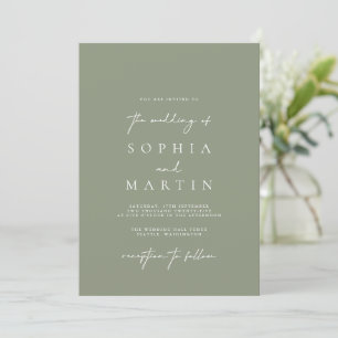 Convite para Casamento Verde Sage Minimalista Mode