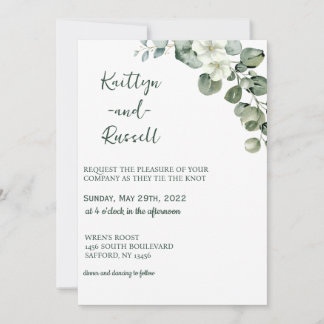 Convite para Casamento Verde Simples