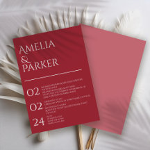 Convite para Casamento Vermelho de Crimson Minimal