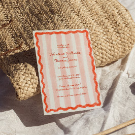 Convite para Casamento Vermelho e Rosa Moderno Whi