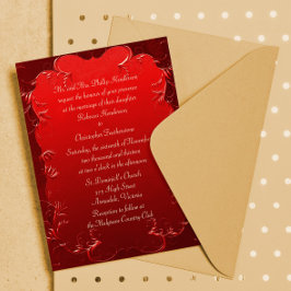 Convite para Casamento Vermelho Elegante