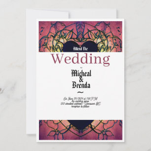Convite para casamento vermelho, roxo