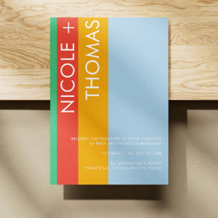 Convite para Casamento Vibrante Moderno com Stripe