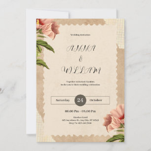 Convite para Casamento vintage Brown
