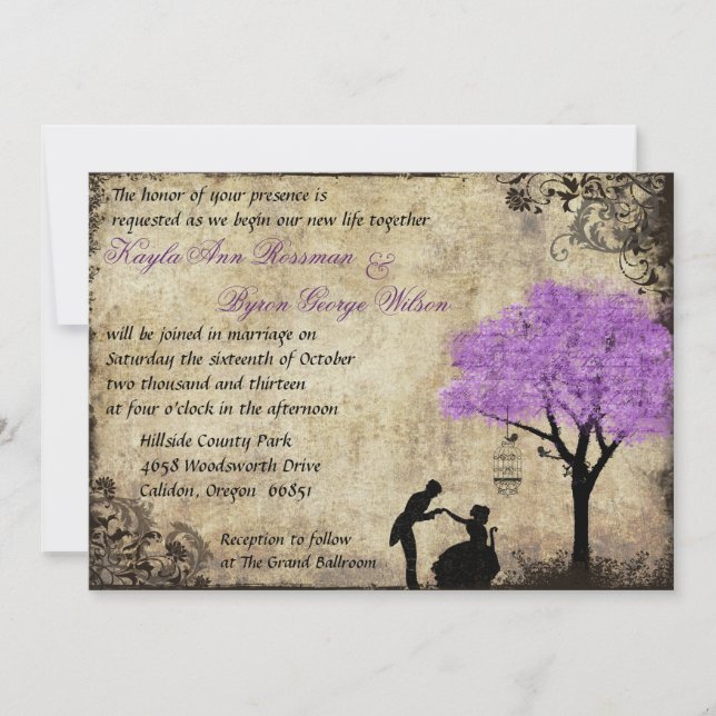 Convite para Casamento vintage da proposta. (Frente)