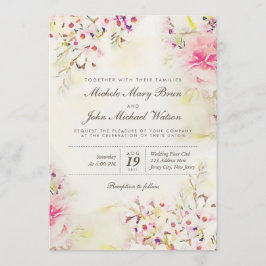Convite para Casamento vintage de Boho Floral de W