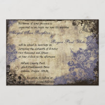 Convite para Casamento vintage de Rosas Azuis