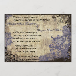 Convite para Casamento vintage de Rosas Azuis