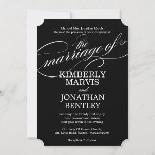 Convite para Casamento vintage de texto florescent
