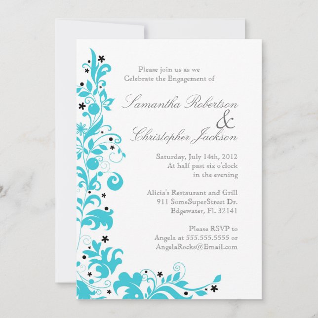 Convite para Casamento vintage Elegante de Festa d (Frente)