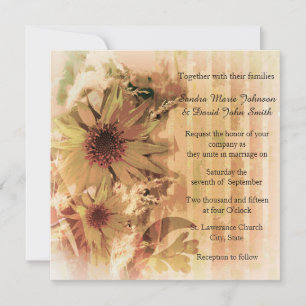 Convite para Casamento Vintage Sunflower