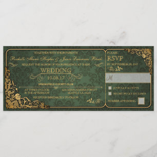 Convite para casamento vitoriano com RSVP