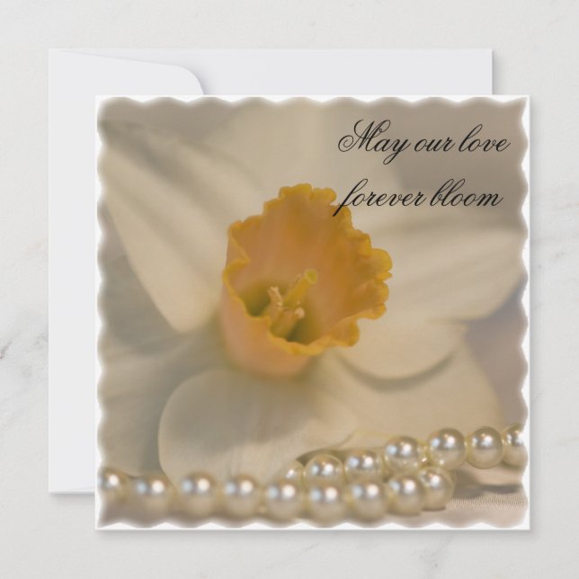 Convite para Casamento White Daffodil e Pearls (Frente)