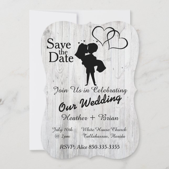 Convite para Casamento Whitewash (Frente)